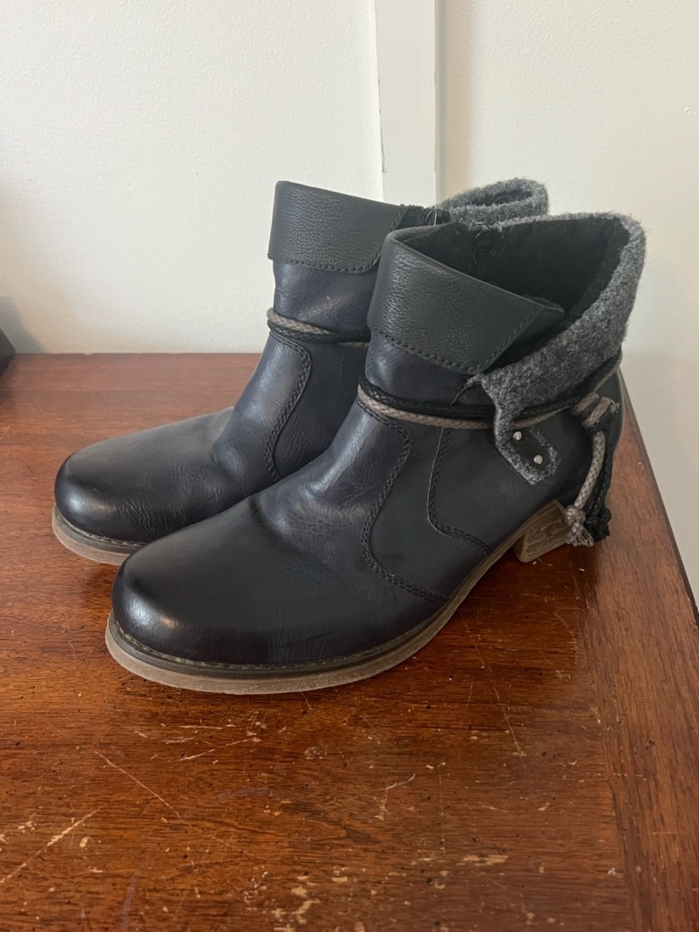 Rieker Women's Fee 38 Gray Blue Ankle Boot size 42